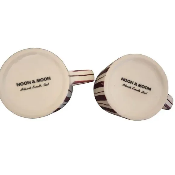 Noon & Moon Cherry Lacquer Striped Mugs - Picture 5 of 5